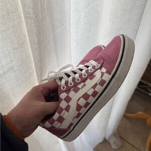 Vans Pink‎ and White Checkered Sneakers